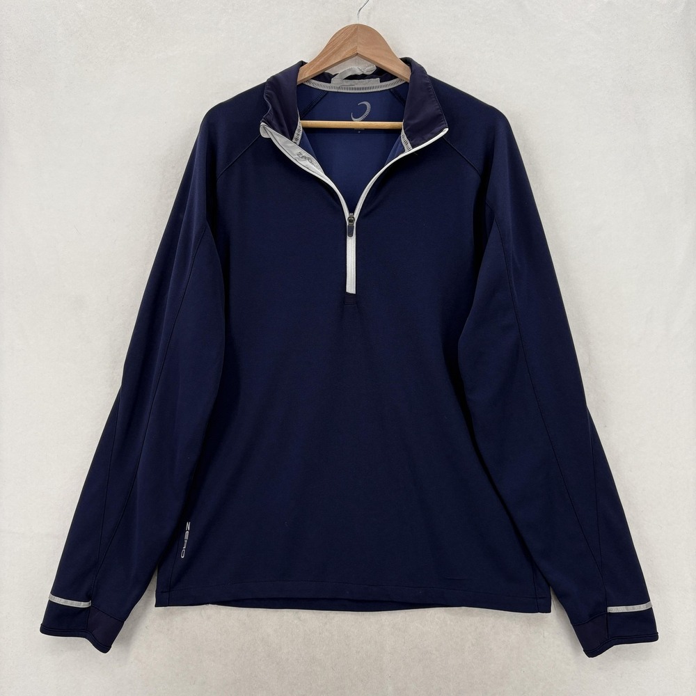 Zero Restriction Pullover Mens LT Blue 1/4 Zip Golf Mock Neck Reflective Top